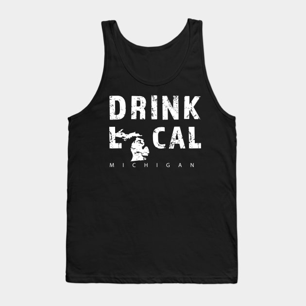 Drink Local Michigan Craft Beer MI Great Lakes State Tank Top by Get Hopped Apparel